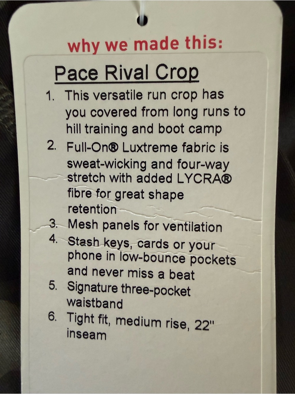 Lululemon🍋Pace Rival Crop - Picture 7 of 7